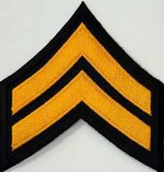 "CPL" CORPORAL CHEVRONS DARK GOLD on BLACK - SOLD IN PAIRS